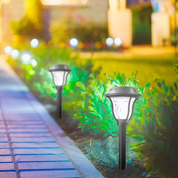 TEHAUX 10pcs Solar Garden Lights Outdoor Waterproof Warm White LED Landscape Path Lights for Lawn Patio Yard Decor Solar Powered