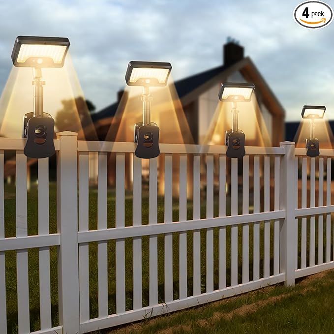 Clip On Solar Lights Outdoor with Motion Sensor, 360°Rotatable & Vertically Adjustable Solar Fence Lights with 92 | Lumora