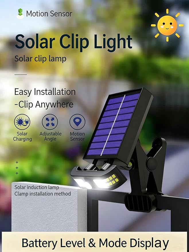Clip On Solar Motion Sensor Lights Outdoor, Waterproof 270° Wide Angle Super Bright Solar Powered Security Light | Lumora