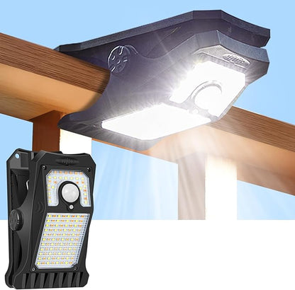 Solar Motion Sensor Lights Outdoor, Clip on Solar Lights Outdoor Waterproof, High Bright Solar Powered Security Lights for Outside Fence Chain Link Camping (1, 118 LED)