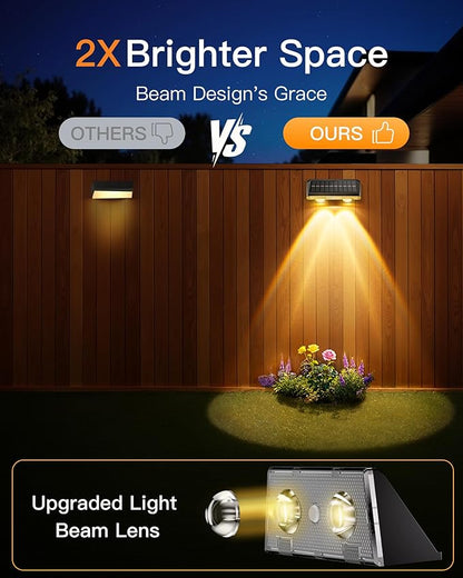 Solar Fence Lights Outdoor, 16 Pack IP65 Waterproof Fence Lights Solar Powered with Ultra-Bright LED Lens, 9 Color Modes, 12+ Hours Steady Glow for Deck/Backyard/Patio/Pool/Wall - Black