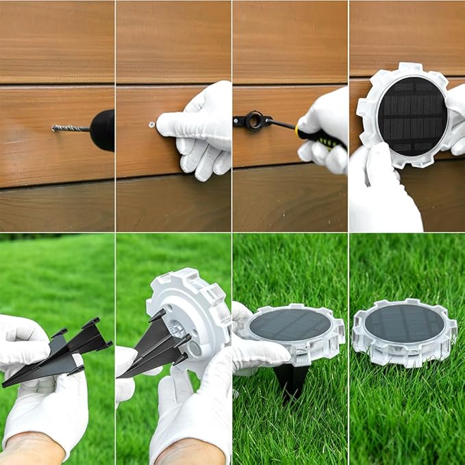 Solar Ground Lights Outdoor, IP65 Waterproof Landscape Lighting for Garden Patio Pathway Lawn Deck Cool White-Warm Light-RGB (Color Light -4Pack)