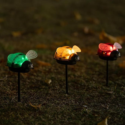 Solar Lights for Outside 3 Pack Solar Garden Bee Stakes Outdoor Lights for Yard Patio Decor