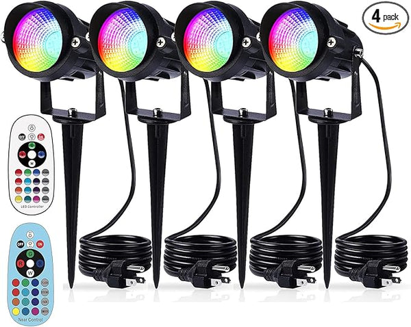 Halloween Landscape Lights with Remote Control 120V Landscape Lighting 12W RGBW Outdoor LED Spotlights Color | Lumora