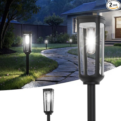 Solar Pathway Lights Outdoor,2 Pack Cool Garden Lights Solar Powered Waterproof IP65,Auto On/Off Outdoor Light for Lawn Patio Walkway Driveway Decor Landscape Lighting