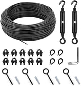 String Light Hanging Kit Outdoor, Full Black Globe String Lights Suspension Kit w/ 50FT PVC Coated Steel Cable & | Lumora
