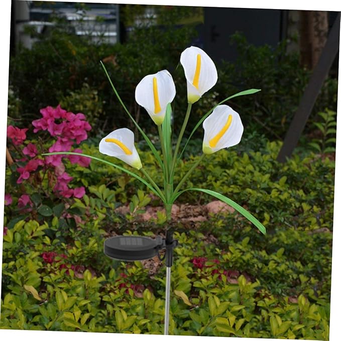 Milisten 2pcs Solar Garden Lights Led Flower Outdoor Landscape Lamp for Driveway Pathway Solar Lights