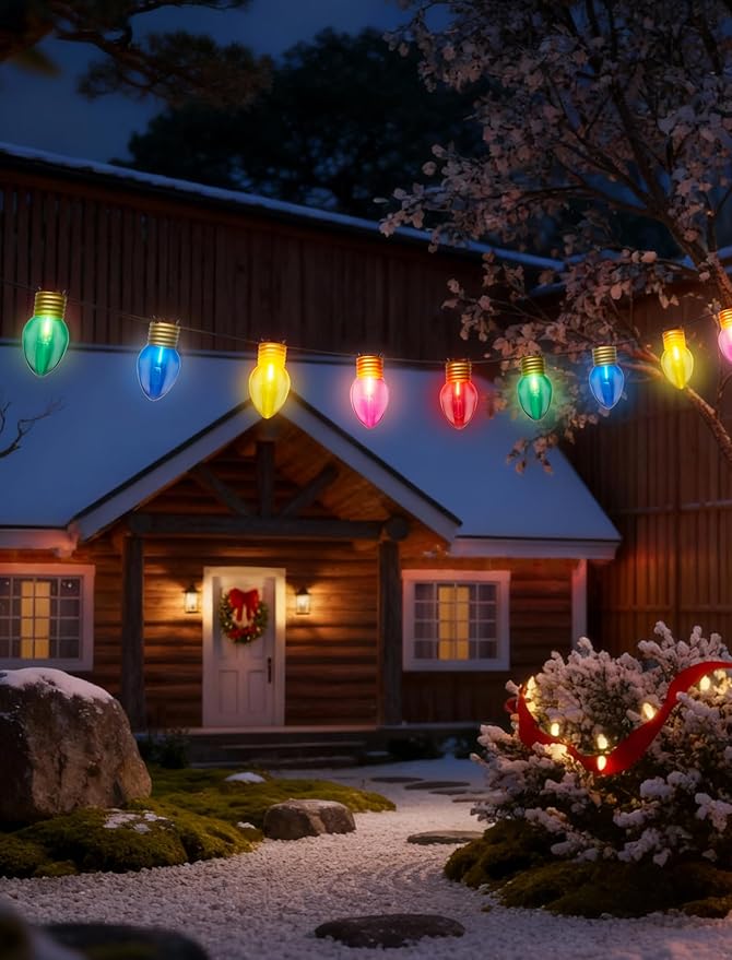 16Ft Jumbo LED Multicolor Valentine's Day String Lights Outdoor with 10 T13 LED Bulb, Clear Multicolor Hanging | Lumora