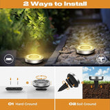 Solar Ground Lights, 18 Pack Flat Solar Light Outdoor Waterproof, Bright LED Solar Disc Lights, 3000K Warm White | Lumora