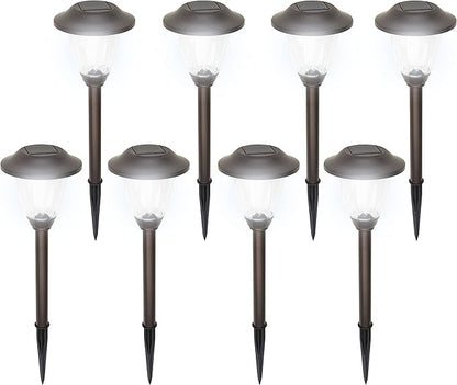 Morvat Solar Lights Outdoor Decorative Outdoor Lighting, Super Bright, Solar Landscape Lights for Pathway, Driveway, Yard- Weather/Water Resistant, Easy to Install, White Light, 8 Pack