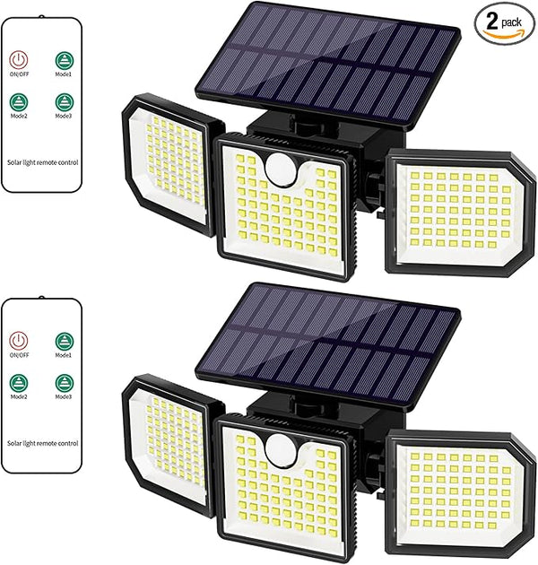 Solar Lights Outdoor with Motion Sensor, 2500LM 167 LED Security Lights with Remote Control, 270° Wide Angle Flood | Lumora