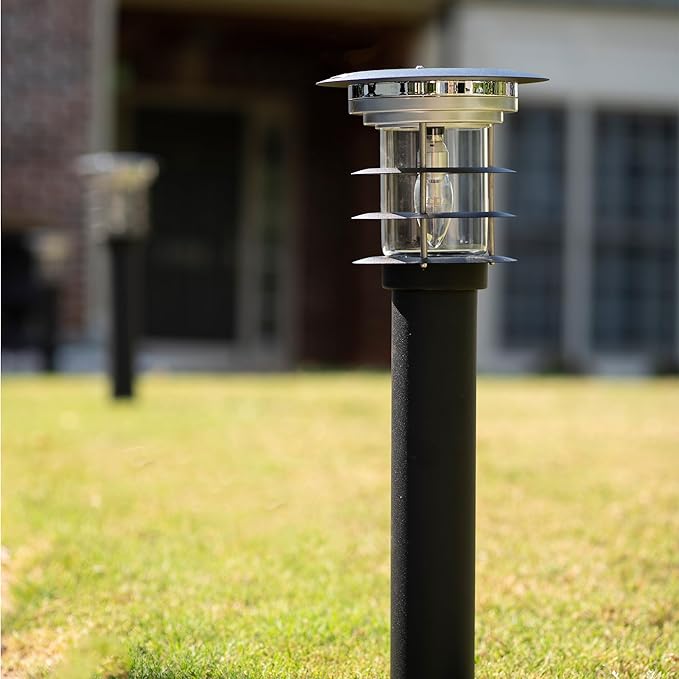 Gama Sonic Black Stainless Steel Bollard Solar Light w/EZ Anchor – 2 PK