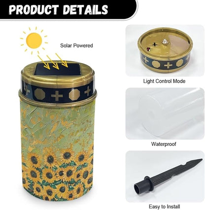 Sunflower Oil Painting Outdoor Solar Lights Waterproof and Dustproof Cemetery Decorative Lights Fashion Garden Solar Lights Suitable for Prayer Ritual Religion Activity