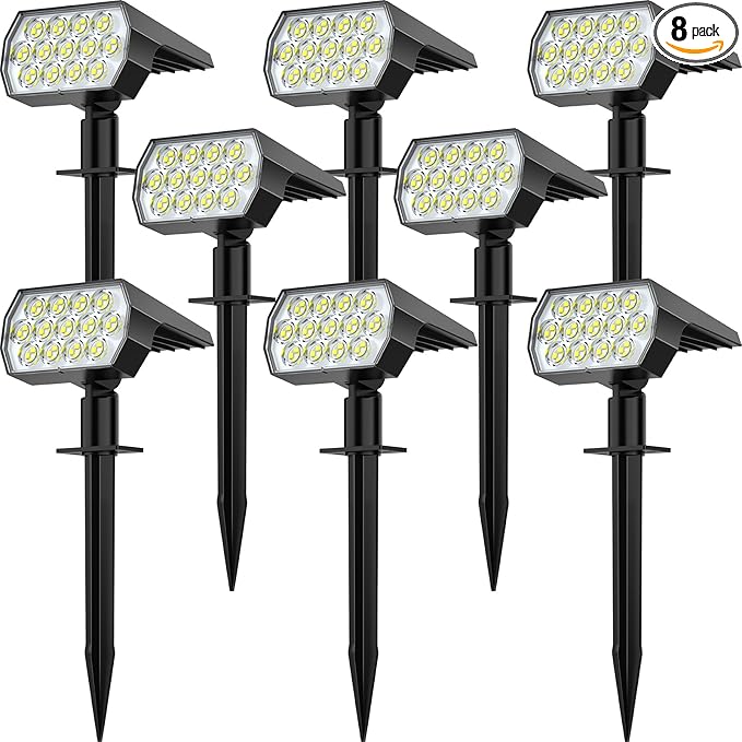 Solar Spot Lights Outdoor, [8 Pack/65 LED] 2-in-1 Solar Landscape Spotlights, 3 Lighting Modes Solar Garden Lights | Lumora
