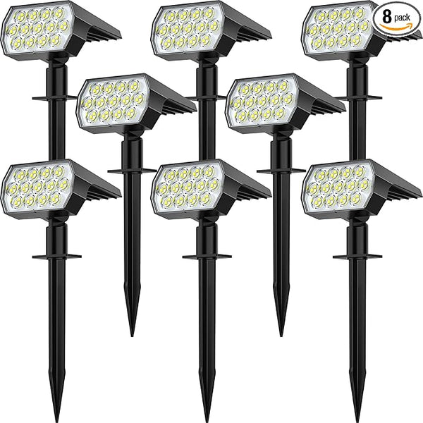 Solar Spot Lights Outdoor, [8 Pack/65 LED] 2-in-1 Solar Landscape Spotlights, 3 Lighting Modes Solar Garden Lights | Lumora
