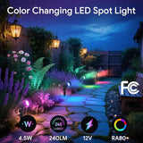 Energetic Colored Low Voltage Landscape Lights, 12W RGBW Spotlights, IP65 Waterproof Colorful Pathway Lights | Lumora