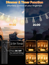 Brightever Outdoor String Lights with Remote, 200FT LED Patio Lights with 62 ST38 LED Filament Bulbs, 3 Lighting | Lumora