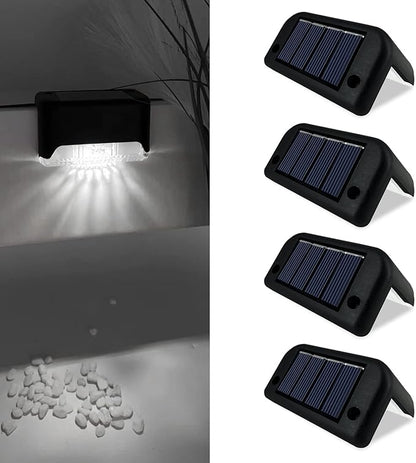 Solar Outdoor Lights, Waterproof Solar Powered Steps Light Outdoor, Wireless LED Lighting Lamp Fence Walkway Patio Stair Garden Path Rail Backyard Fences, 4 Pack Warm White