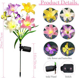 Alynsehom 2 Pack Solar Garden Lights, 29in Outdoor Waterproof Solar Flower Lights with 8 Lilies 4 Butterflies | Lumora