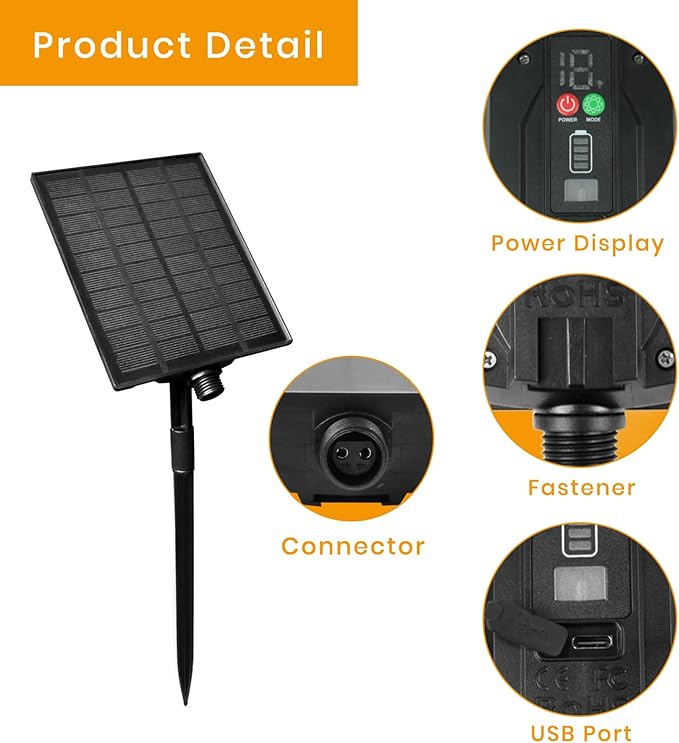 Ambience Pro Replacement Solar Panel – Compatible only with FESTIA Outdoor String Rope Lights Dimmable Remote LED Edison Vintage Bulbs Waterproof for Backyard and Patio Lights Commercial Grade