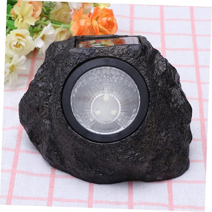 HOMSFOU 2pcs Simulation Stone Solar Lamp Outdoor Landscape Light Solar Pathway Lamp for Patio Driveway