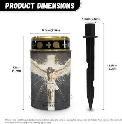 Poceacles 2 Pack Cross Solar Lights Solar Cemetery Lights Solar Grave Lights Outdoor Waterproof Decoration Pathway Lights Garden Solar Candle for Memorial Day Decor, God Wing Cross Vintage