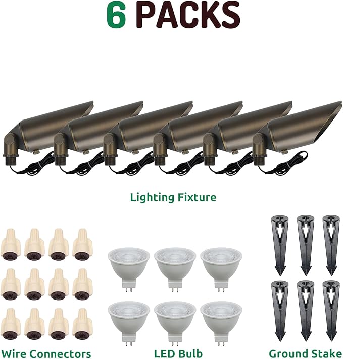 DOSHINE® Solid Brass Landscape LED Spotlights Outdoor Low Voltage Landscape Lighting AC/DC 12V Uplight Accent Light | Lumora