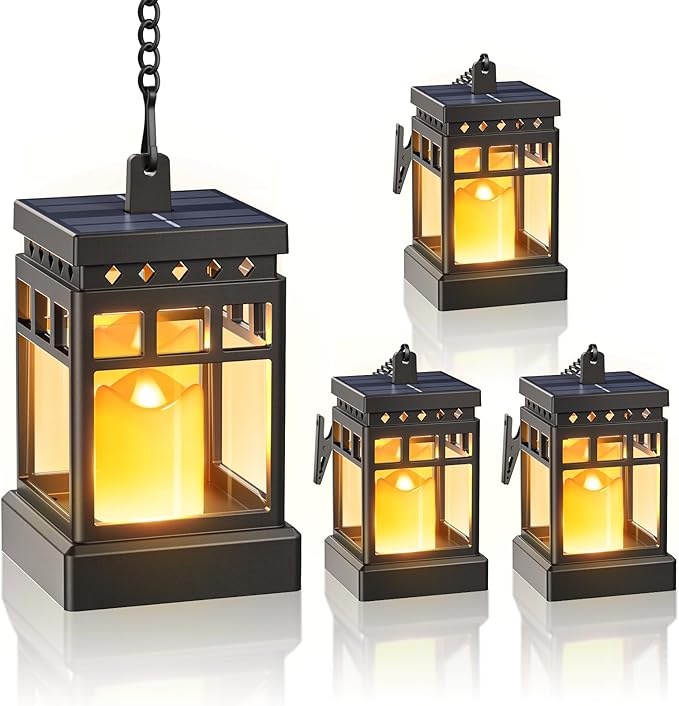 KOOPER Taller Solar Pathway Lights Outdoor 8 Pack + 4 Pack Solar Lanterns Outdoor Waterproof