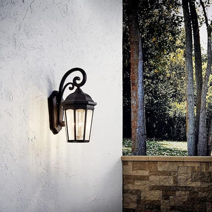 Kichler Courtyard 26.5" 3 Light Outdoor Wall Light with Clear Seeded Glass in Textured Black