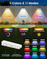 Solar Fence Lights Outdoor, 8 Pack, 9 Fixed Colors ＆ Color Changing Solar Lights Outdoor Waterproof IP65 | Lumora