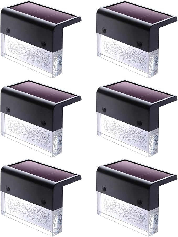 DenicMic Solar Deck Lights 3000K Warm White/Color Changing Outdoor Fence Solar Lights for Step, Railing, Wall, Pool Side LED Waterproof Patio Decor 6 Pack