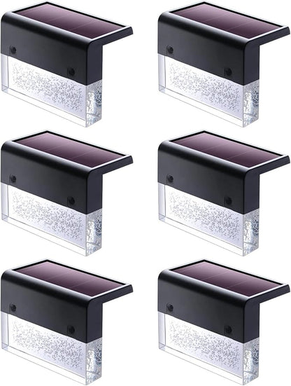 DenicMic Solar Deck Lights 3000K Warm White/Color Changing Outdoor Fence Solar Lights for Step, Railing, Wall, Pool Side LED Waterproof Patio Decor 6 Pack