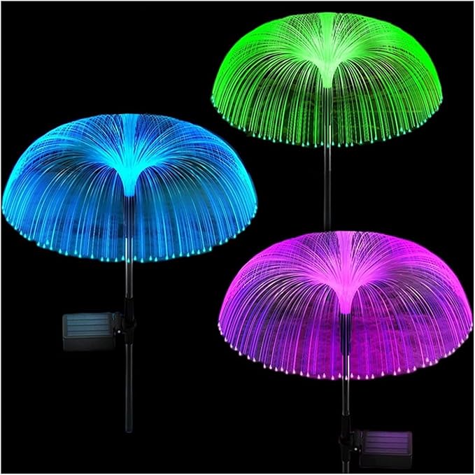 Outdoor Lawn Lamp Double Jellyfish Light 7 Colors Solar Garden Lights LED Fiber Optic Lights Outdoor Waterproof Decor Lamp for Lawn Patio Garden Lights (Color : Selection 3, Size : 1pcs)