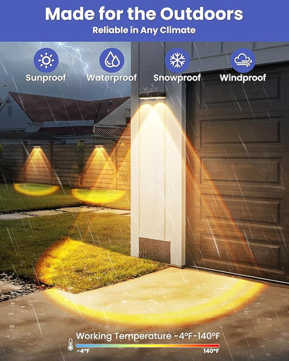 Solar Fence Lights Outdoor, 20 Pack Warm White/RGB Fence Solar Lights with 2 LED, IP65 Waterproof, Backyard Patio Decor for Deck, Wall, Railing, Pool, Stair