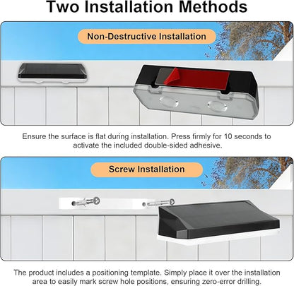 Solar Fence Lights Outdoor Waterproof LED, 13 Lighting Modes, Solar Outdoor Lights Dual Installation IP65 Energy Saving Solar Garden Lights, For Backyard Railings Steps Patio Walls Home Decoration