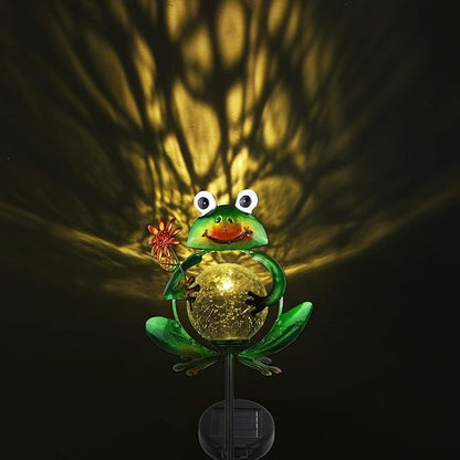 Litake Frog Solar Lights Outdoor Garden Decorative, Solar Frog Outdoor Decor for Garden, Auto ON/Off Solar Powered Stake Lights for Christmas Lawn Ornaments Patio Yard