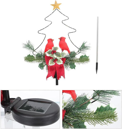 Solar Red Bird Lawn Lamp Outdoor Waterproof Xmas Tree Solar Garden Path Light Landscape Lighting for Patio Yard Decor
