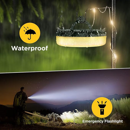 OGERY 3-Pack Camping String Lights, 4 in 1 Quick Storage 32.8FT Rechargeable Tent Lights String with 8 Lighting Modes, Hanging Waterproof Portable LED Lamp for Outdoor Patio Awning Party Essentials