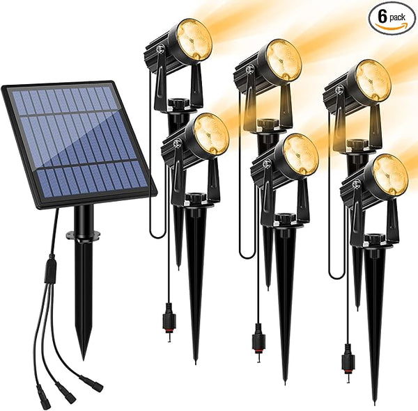 APONUO Metal Outdoor Solar Landscape Lights, Waterproof Spotlight 6-in-1 for Yard Landscape Lighting, Auto On/Off | Lumora