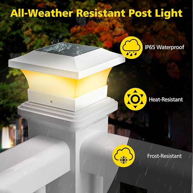 T-SUN Solar Post Cap Lights, Waterproof Outdoor Solar Powered Deck Fence Post Lights for 4 X 4 Wooden/Vinyl Posts | Lumora