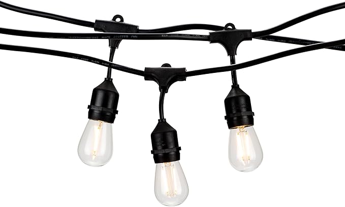 HLO Lighting Outdoor Weatherproof Commercial LED Backyard Bistro Cafe Patio Light String, 48Ft Vintage Edison Porch | Lumora