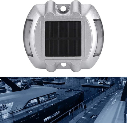 Yosoo 6 LED Solar Pathway Light, Casting Aluminum Outdoor Driveway Lamp with 1000m Viewing Distance, for Road Yard Garden Landscape Lighting (White Flashing)