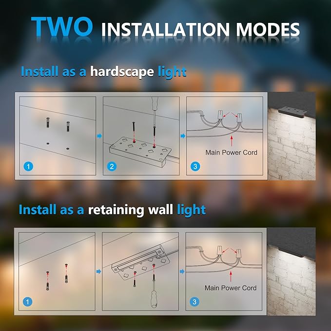 VOLISUN 7 Inch Retaining Wall Lights, IP67 Waterproof Hardscape Lighting, Cuttable Low Voltage Lighting, 12V Paver Lights, 2.8W Outdoor Step Landscape Lights, 5000K Daylight (6 Pack)