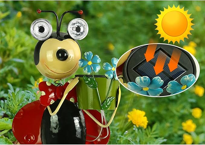 Garden Solar Ladybug Stake, Waterproof Landscape Path Lights ,Metal Ladybird Decor Solar Garden Lights Solar Ladybird Stake for Outdoor Patio Yard Decorations
