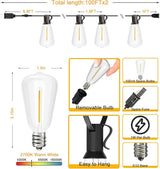 Svater Outdoor String Lights 200 FT, Commercial Vintage Patio Lights with 100+4 1W Shatterproof Plastic Led Bulbs | Lumora
