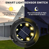Solar Ground Lights, 8 Pack 12 LED Solar Disk Lights Outdoor Waterproof In-Ground Landscape Lighting for Garden | Lumora