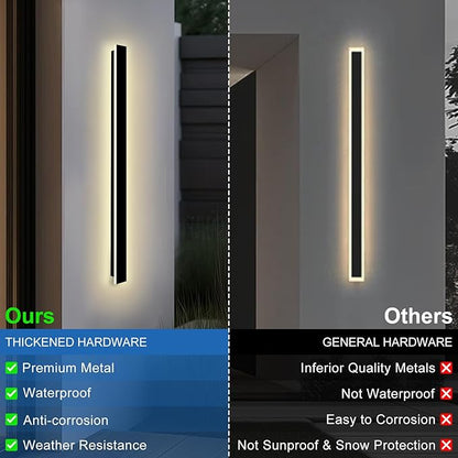 Modern Outdoor Wall Light, 71 Inch Long Black Exterior Sconce LED 3000K Wall Mount Lighting Fixture with Junction Box IP65 Waterproof Outside Light Fixtures for House Garage Front Door