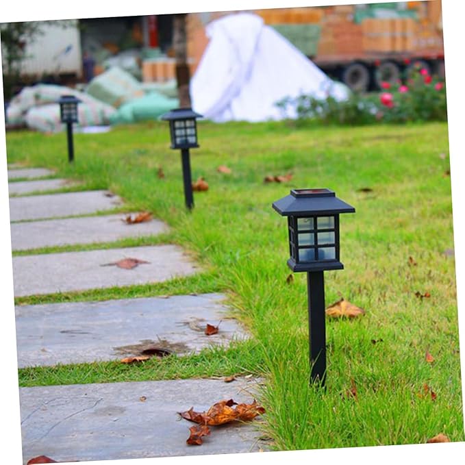 4 Pcs Solar Pathway Lights Warm Outdoor LED Garden Landscape Lighting for Walkway Lawn Patio Driveway Easy Installation Black