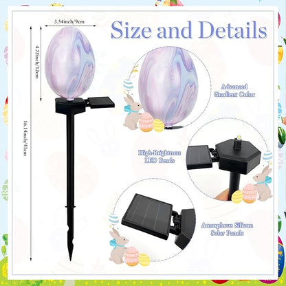 2 Pack Solar Easter Egg Lights Outdoor, Waterproof Solar Easter Yard Decorations Outdoor Easters Yard Stakes Lights for Outside Lawn Walkway Patio Cemetery Grave (Blending Colors)