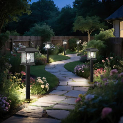 EXCMARK 16 Pack Solar Lights for Outside Walkway Pathway Driveway Outdoor Waterproof Led Landscape Lighting for Garden Yard Decor. (Cool White Light, 16)